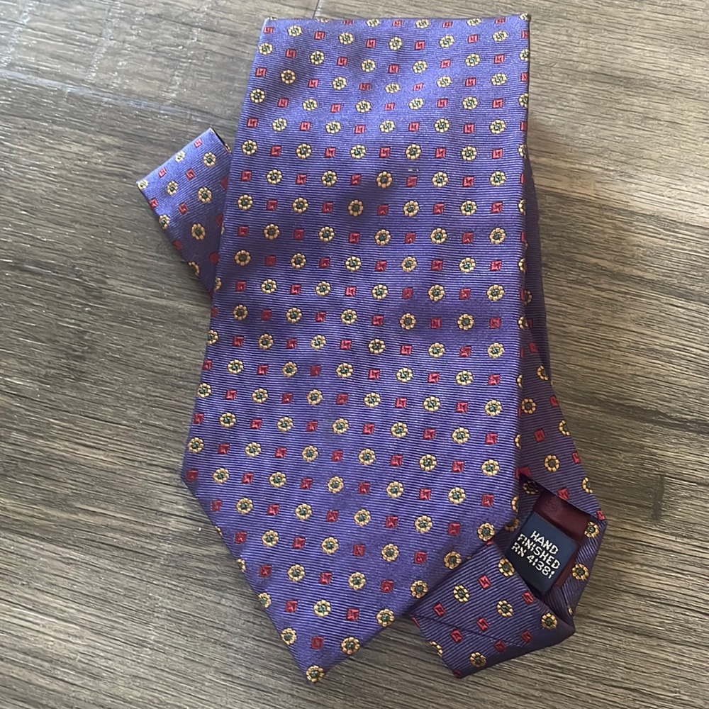 Polo Ralph Lauren silk neck tie Purple multicolored hand finished men’s